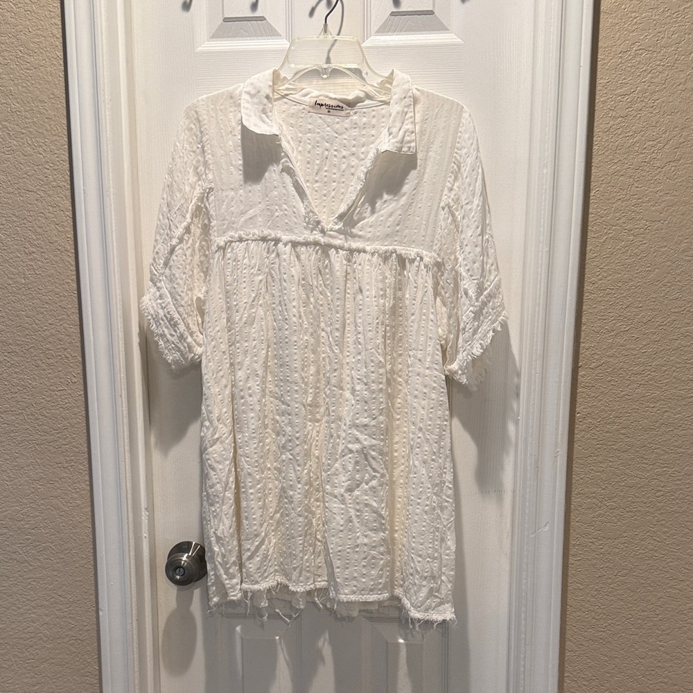 White Textured Dress